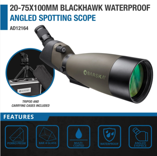 Barska 25-75x100mm Blackhawk Waterproof Angled Spotting Scope | AD12164