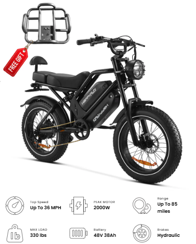 HappyRun G70 2000W Dual Battery Fast Electric Cargo Bike