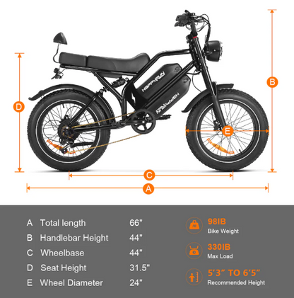 HappyRun G70 2000W Dual Battery Fast Electric Cargo Bike