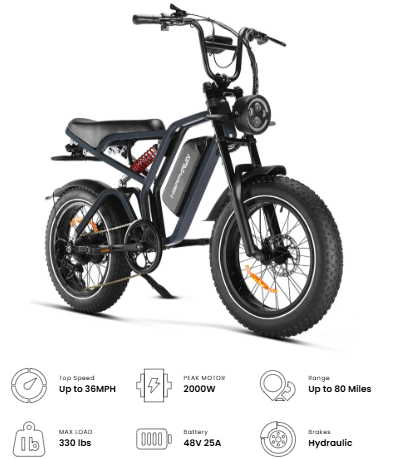 Happyrun Tank G60 Pro 2000W Moped Style Offroad Electric Bike Fat Tire Regular price