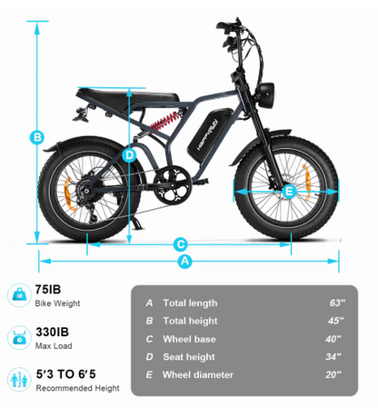 Happyrun Tank G60 Pro 2000W Moped Style Offroad Electric Bike Fat Tire Regular price